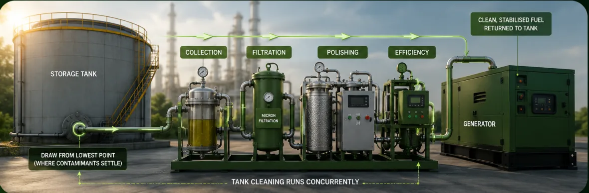 Simplified visual of the diesel reconditioning process